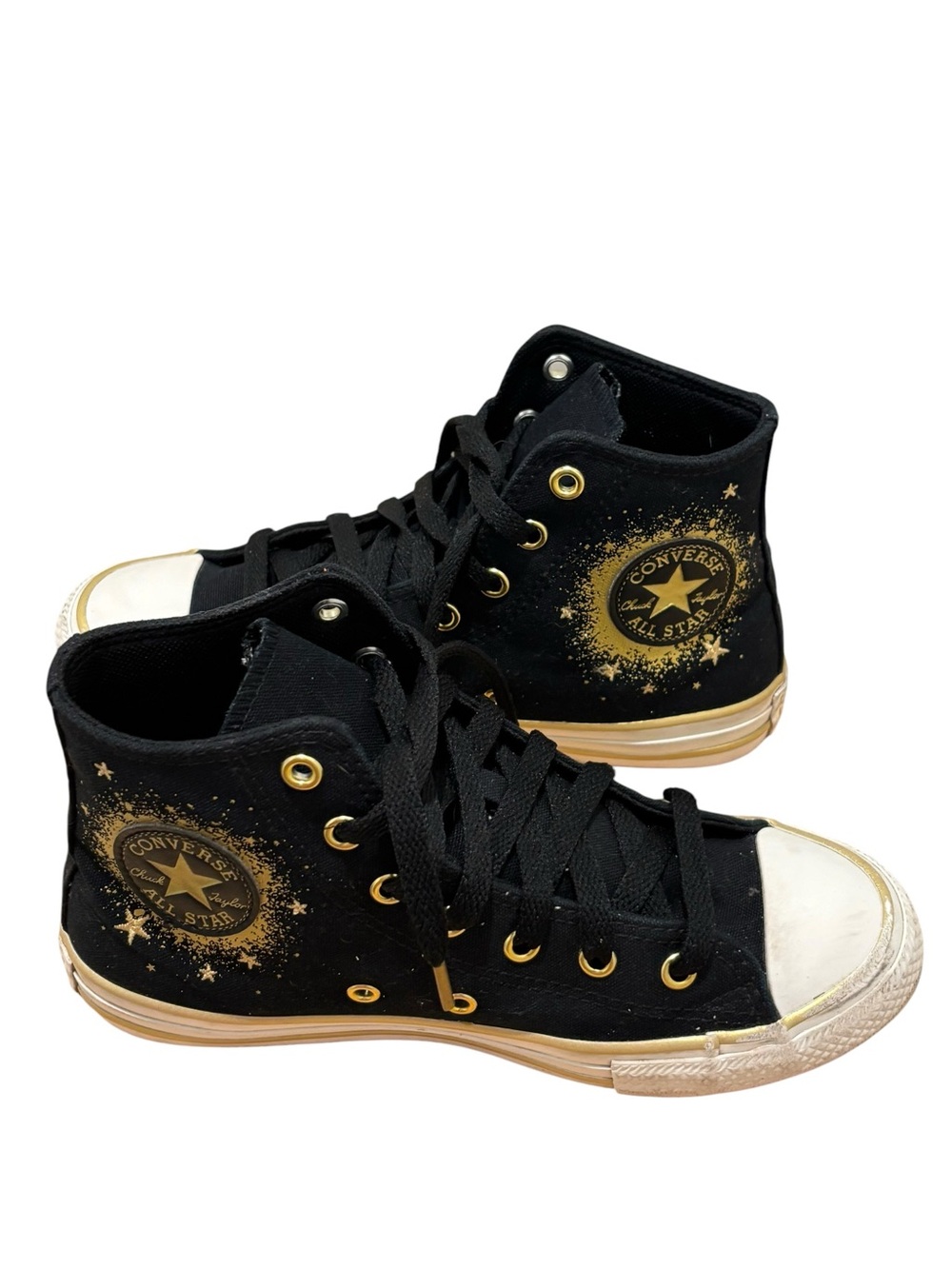 Converse Kids Black & Gold Star High Top Sneakers Size 2.5